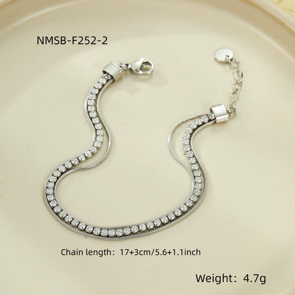 Wholesale Stainless Steel And 18K Gold Plated Zircon Women's Bracelet With Electroplating Process