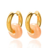 Wholesale Stainless Steel And Natural Stone Geometric Earrings With 18K Gold Pendant And Electroplating For Women