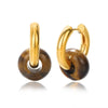 Wholesale Stainless Steel And Natural Stone Geometric Earrings With 18K Gold Pendant And Electroplating For Women