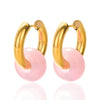 Wholesale Stainless Steel And Natural Stone Geometric Earrings With 18K Gold Pendant And Electroplating For Women