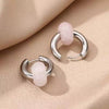 Wholesale Stainless Steel And Natural Stone Geometric Earrings With 18K Gold Pendant And Electroplating For Women