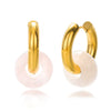 Wholesale Stainless Steel And Natural Stone Geometric Earrings With 18K Gold Pendant And Electroplating For Women