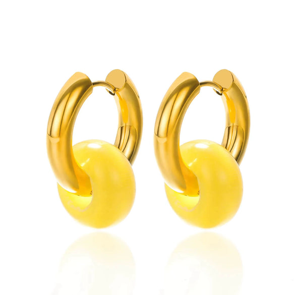 Wholesale Stainless Steel And Natural Stone Geometric Earrings With 18K Gold Pendant And Electroplating For Women