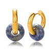 Wholesale Stainless Steel And Natural Stone Geometric Earrings With 18K Gold Pendant And Electroplating For Women