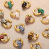 Wholesale Stainless Steel And Natural Stone Geometric Earrings With 18K Gold Pendant And Electroplating For Women