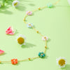 Wholesale Stainless Steel And Organic Glass Beaded Flower Geometric Style Chain Necklace For Women With Electroplating