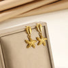 Wholesale Stainless Steel And Pearl Mini Flower Fivepointed Star Pendant Earrings Set With Electroplating
