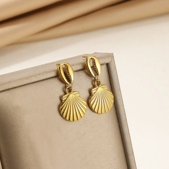 Wholesale Stainless Steel And Pearl Mini Flower Fivepointed Star Pendant Earrings Set With Electroplating