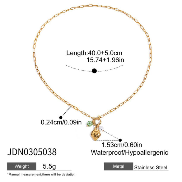 Wholesale Stainless Steel And Pearl Necklace With Geometric Pattern Electroplated For Women