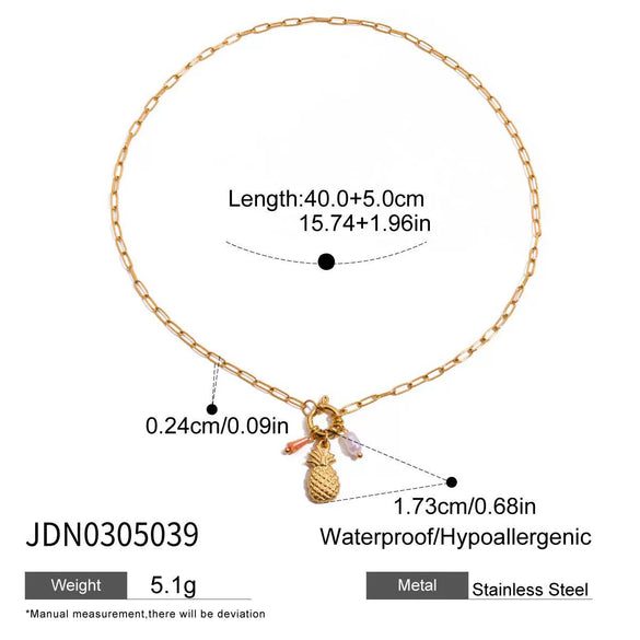 Wholesale Stainless Steel And Pearl Necklace With Geometric Pattern Electroplated For Women