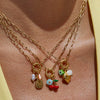 Wholesale Stainless Steel And Pearl Necklace With Geometric Pattern Electroplated For Women