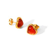 Wholesale Stainless Steel And Red Agate Heartshaped Geometric Inlaid Electroplated Women's Earrings