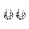 Wholesale Stainless Steel And Resin U Shaped Leopard Print Electroplated Women's Earrings