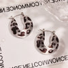 Wholesale Stainless Steel And Resin U Shaped Leopard Print Electroplated Women's Earrings