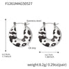 Wholesale Stainless Steel And Resin U Shaped Leopard Print Electroplated Women's Earrings