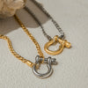 Wholesale Stainless Steel And 925 Silver Geometric Design Electroplated Women's Necklace