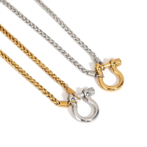 Wholesale Stainless Steel And 925 Silver Geometric Design Electroplated Women's Necklace