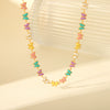 Wholesale Stainless Steel And Titanium Steel Animals Geometric Electroplating Oil Drop Butterfly Clavicle Necklace For Women