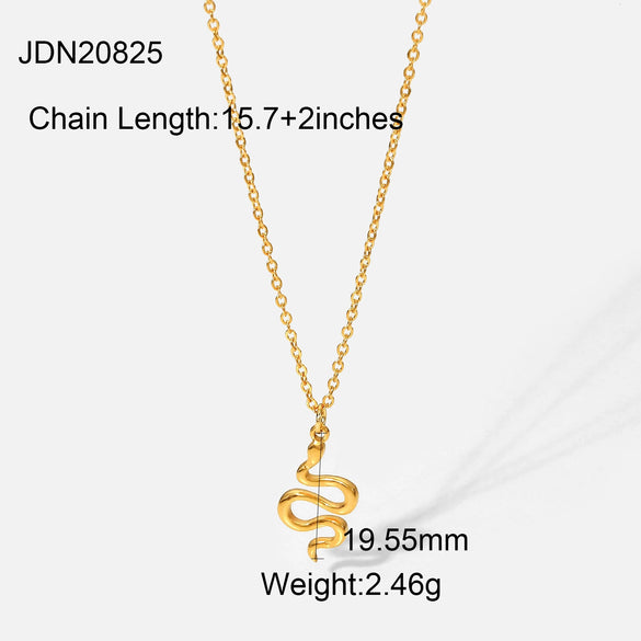 Wholesale Stainless Steel And Titanium Steel Animals Style Geometric Snake Pendant Necklace With Ball Chain 18K Gold Plated Jewelry For Women