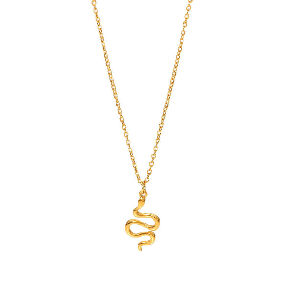 Wholesale Stainless Steel And Titanium Steel Animals Style Geometric Snake Pendant Necklace With Ball Chain 18K Gold Plated Jewelry For Women