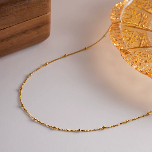Wholesale Stainless Steel And Titanium Steel Ball Chain Geometric Round Knot Gold Plated Necklace For Women