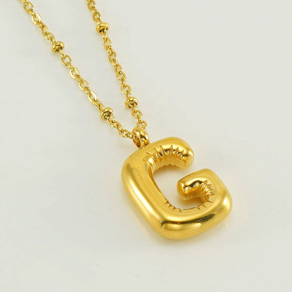 Wholesale 316L Stainless Steel And 316L Stainless Steel Bead Chain Women's English Letter Pendant Necklace With Ins Style And Electroplating