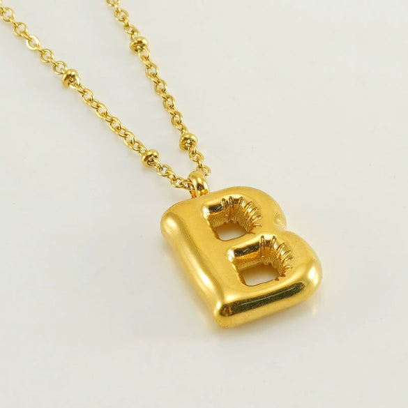 Wholesale 316L Stainless Steel And 316L Stainless Steel Bead Chain Women's English Letter Pendant Necklace With Ins Style And Electroplating