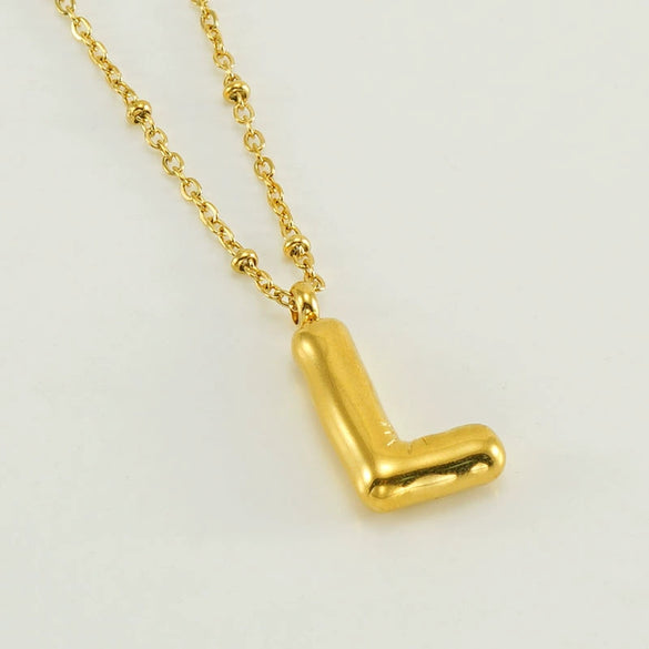 Wholesale 316L Stainless Steel And 316L Stainless Steel Bead Chain Women's English Letter Pendant Necklace With Ins Style And Electroplating