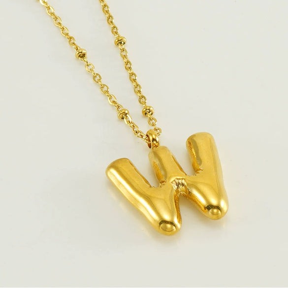 Wholesale 316L Stainless Steel And 316L Stainless Steel Bead Chain Women's English Letter Pendant Necklace With Ins Style And Electroplating