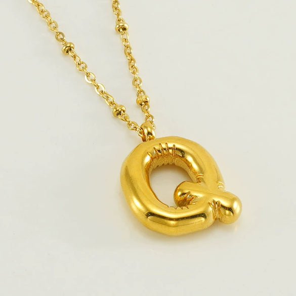 Wholesale 316L Stainless Steel And 316L Stainless Steel Bead Chain Women's English Letter Pendant Necklace With Ins Style And Electroplating