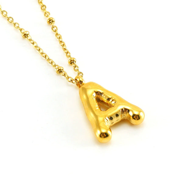 Wholesale 316L Stainless Steel And 316L Stainless Steel Bead Chain Women's English Letter Pendant Necklace With Ins Style And Electroplating