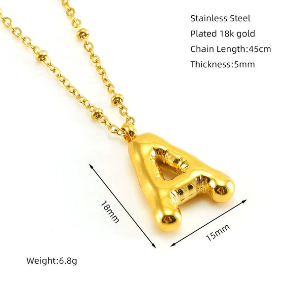 Wholesale 316L Stainless Steel And 316L Stainless Steel Bead Chain Women's English Letter Pendant Necklace With Ins Style And Electroplating