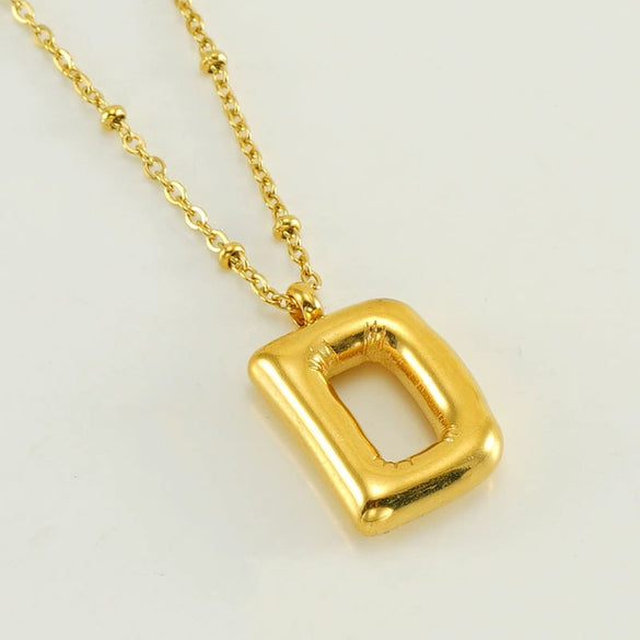 Wholesale 316L Stainless Steel And 316L Stainless Steel Bead Chain Women's English Letter Pendant Necklace With Ins Style And Electroplating