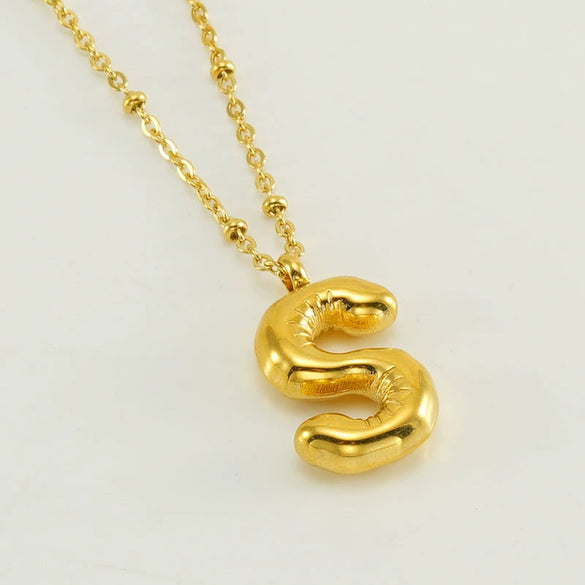 Wholesale 316L Stainless Steel And 316L Stainless Steel Bead Chain Women's English Letter Pendant Necklace With Ins Style And Electroplating