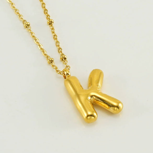 Wholesale 316L Stainless Steel And 316L Stainless Steel Bead Chain Women's English Letter Pendant Necklace With Ins Style And Electroplating