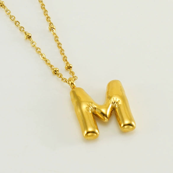 Wholesale 316L Stainless Steel And 316L Stainless Steel Bead Chain Women's English Letter Pendant Necklace With Ins Style And Electroplating