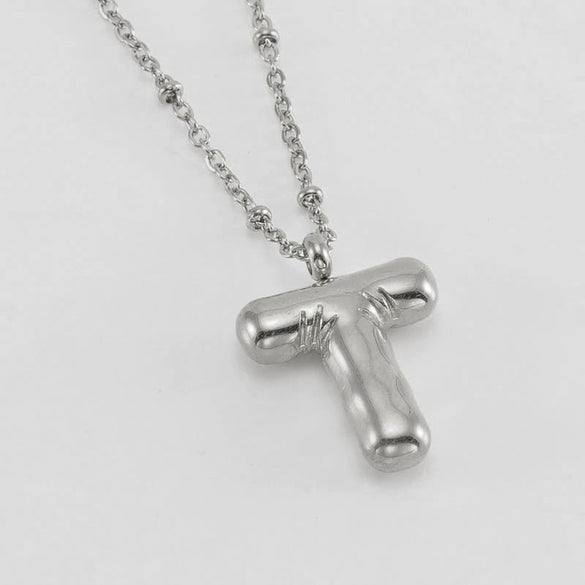 Wholesale 316L Stainless Steel And 316L Stainless Steel Bead Chain Women's English Letter Pendant Necklace With Ins Style And Electroplating