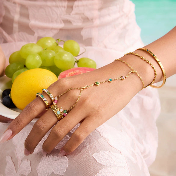 Wholesale Stainless Steel And Titanium Steel Bracelet With Stars Sun Moon Clouds Universe Pattern Electroplated For Women