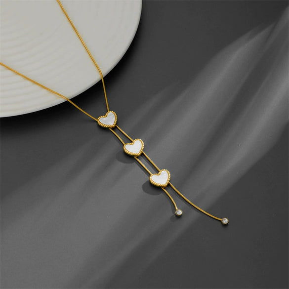 Wholesale Stainless Steel And Titanium Steel Butterfly Tassel Necklace And Earrings Set With Love Water Drops And Bell Patterns