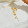 Wholesale Stainless Steel And Titanium Steel Butterfly Tassel Necklace And Earrings Set With Love Water Drops And Bell Patterns