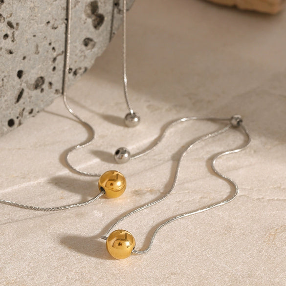 Wholesale Stainless Steel And Titanium Steel Color Matching Pendant Necklace With Geometric Style And Electroplating Treatment Snake Bone Chain For Women