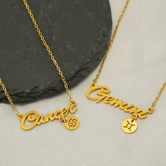 Wholesale Stainless Steel And Titanium Steel Constellation Fashion Necklace With Electroplated 18K Gold Treatment