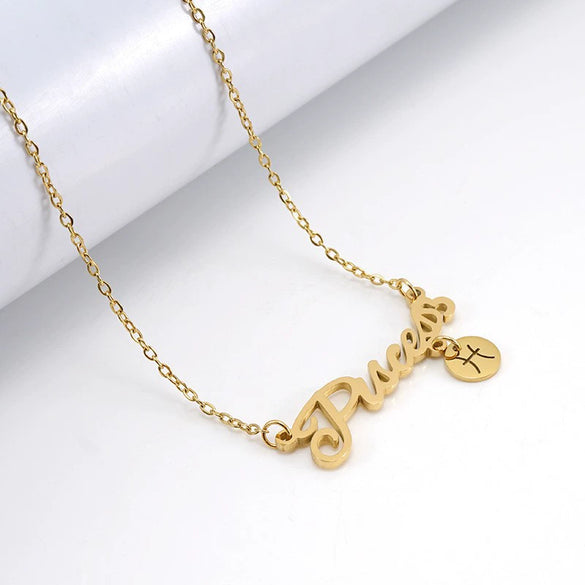 Wholesale Stainless Steel And Titanium Steel Constellation Fashion Necklace With Electroplated 18K Gold Treatment