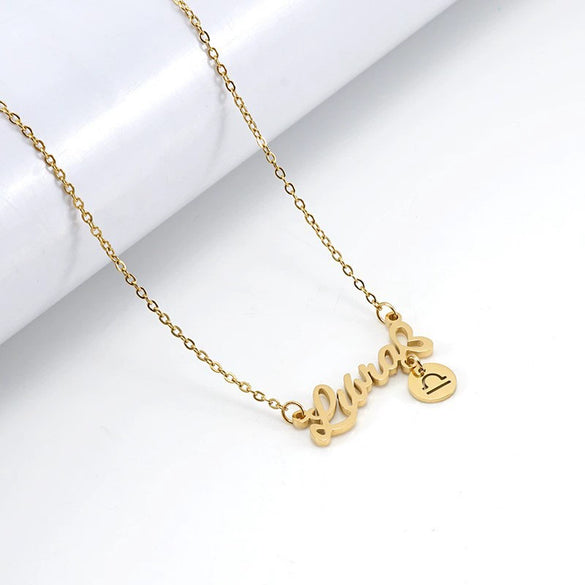Wholesale Stainless Steel And Titanium Steel Constellation Fashion Necklace With Electroplated 18K Gold Treatment