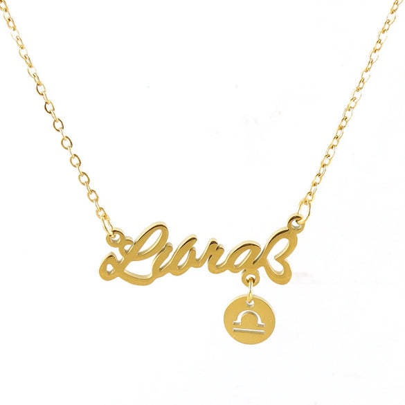 Wholesale Stainless Steel And Titanium Steel Constellation Fashion Necklace With Electroplated 18K Gold Treatment