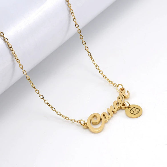 Wholesale Stainless Steel And Titanium Steel Constellation Fashion Necklace With Electroplated 18K Gold Treatment