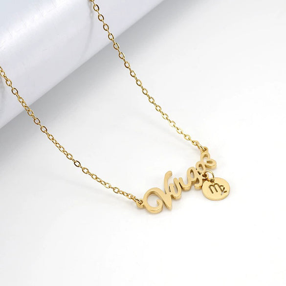 Wholesale Stainless Steel And Titanium Steel Constellation Fashion Necklace With Electroplated 18K Gold Treatment