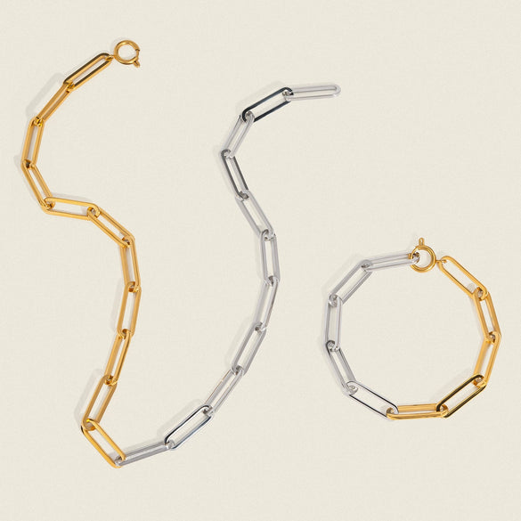 Wholesale Stainless Steel And Titanium Steel Contrast Color Necklace With Cross Chain And Punk Geometric Style Pvd Vacuum Real Gold Electroplated