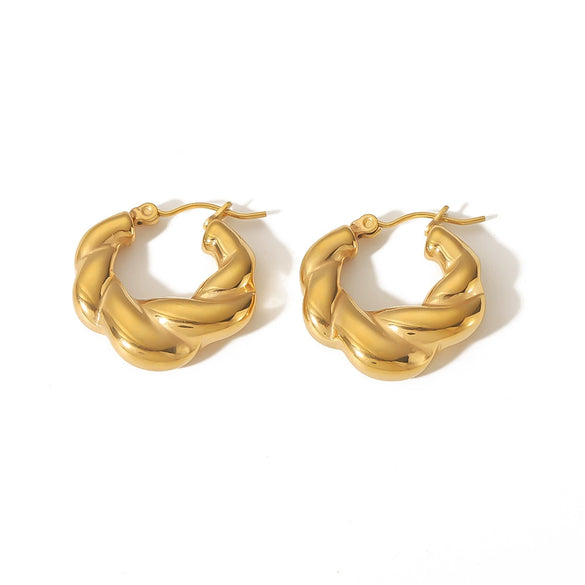 Wholesale Stainless Steel And Titanium Steel Cshaped Geometric Pattern Electroplating Earrings