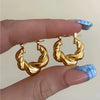 Wholesale Stainless Steel And Titanium Steel Cshaped Geometric Pattern Electroplating Earrings